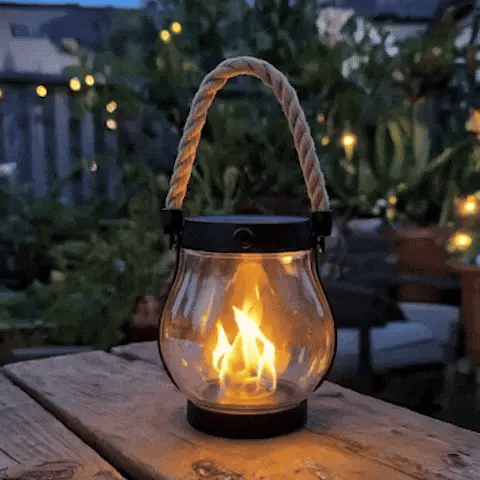 Outdoor Hanging Lantern | Flame Effect LED Garden Light