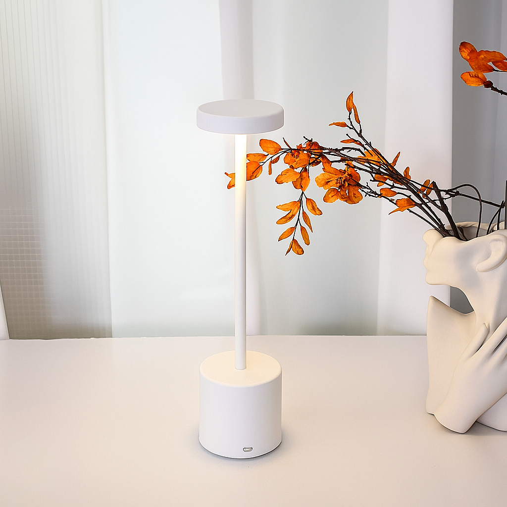 Wireless Retro Table Lamp – Rechargeable Cordless Design with Dimmable LED for Cozy Bedside Ambiance