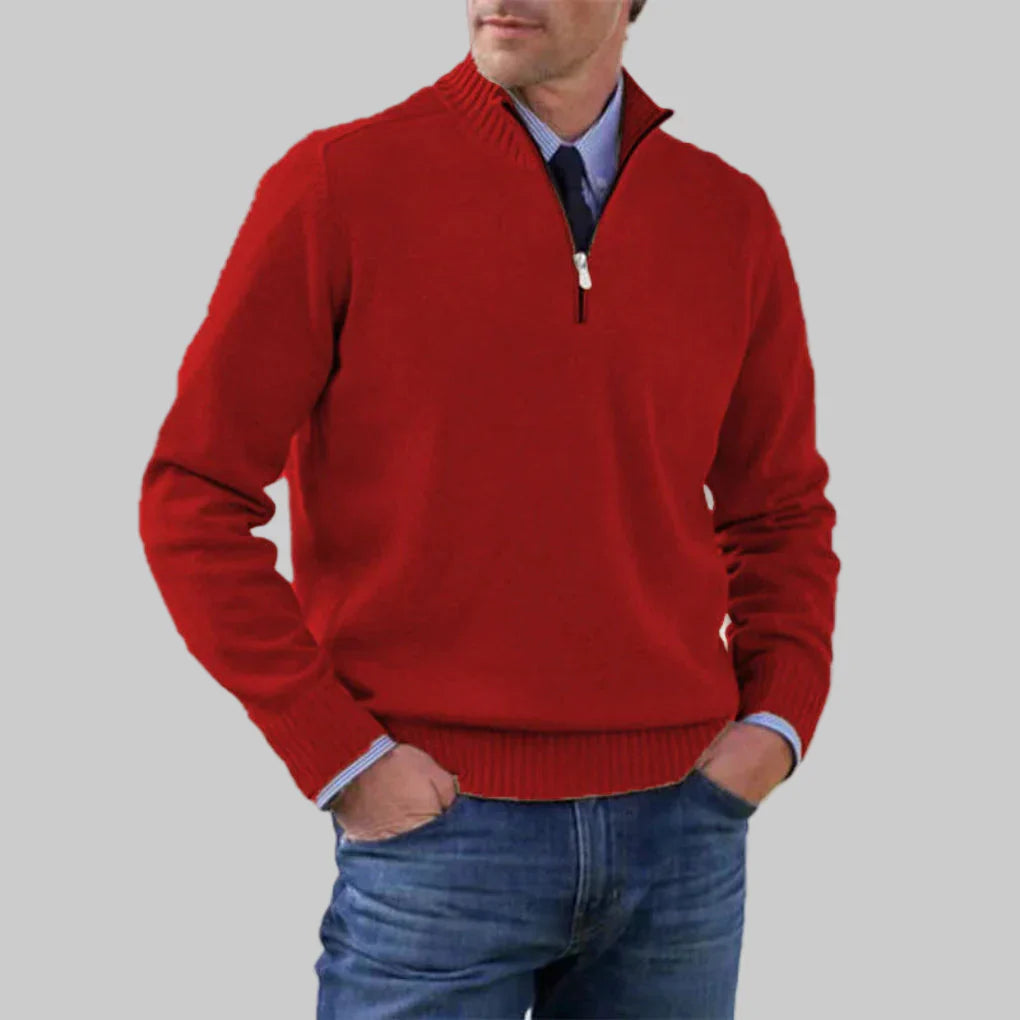 Suéter para Hombre con Media Cremallera – Estilo en Capas con Atractivo Estacional