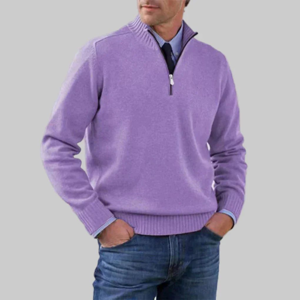 Suéter para Hombre con Media Cremallera – Estilo en Capas con Atractivo Estacional