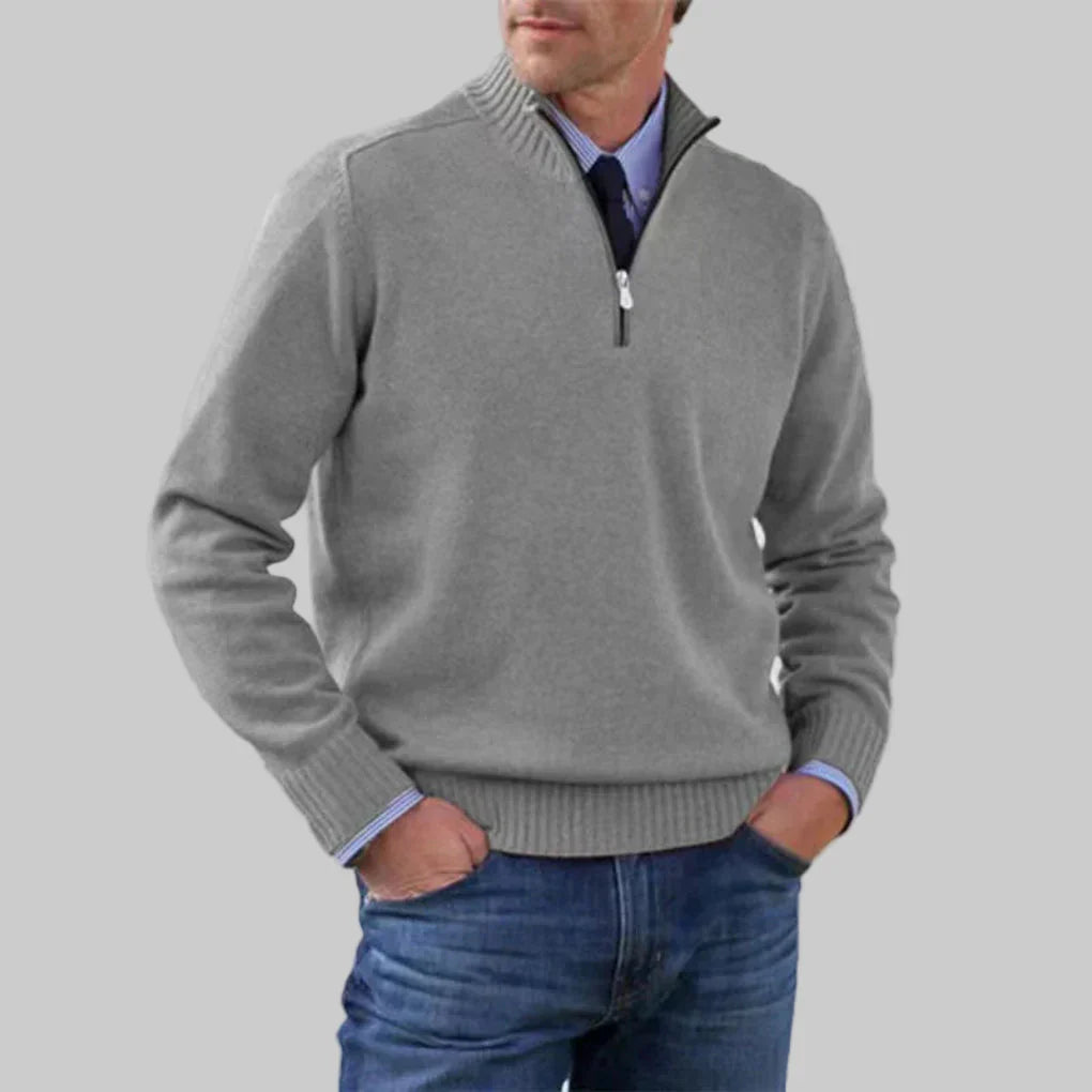 Suéter para Hombre con Media Cremallera – Estilo en Capas con Atractivo Estacional