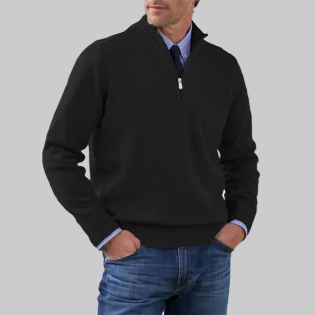 Suéter para Hombre con Media Cremallera – Estilo en Capas con Atractivo Estacional