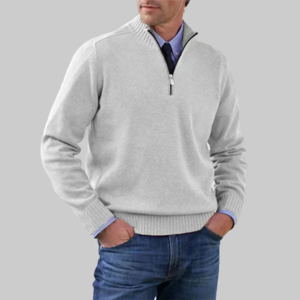 Suéter para Hombre con Media Cremallera – Estilo en Capas con Atractivo Estacional