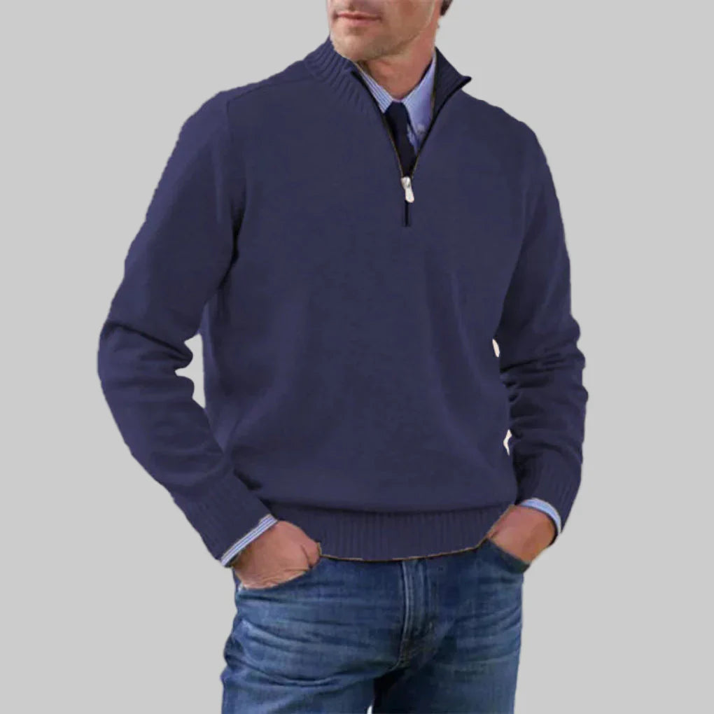 Suéter para Hombre con Media Cremallera – Estilo en Capas con Atractivo Estacional