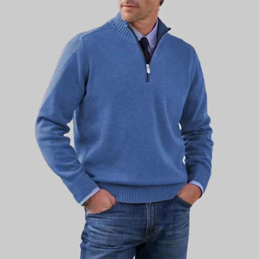 Suéter para Hombre con Media Cremallera – Estilo en Capas con Atractivo Estacional