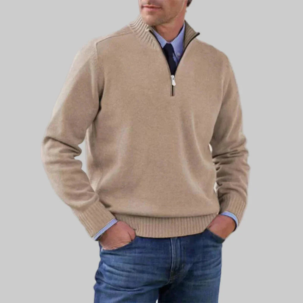 Suéter para Hombre con Media Cremallera – Estilo en Capas con Atractivo Estacional