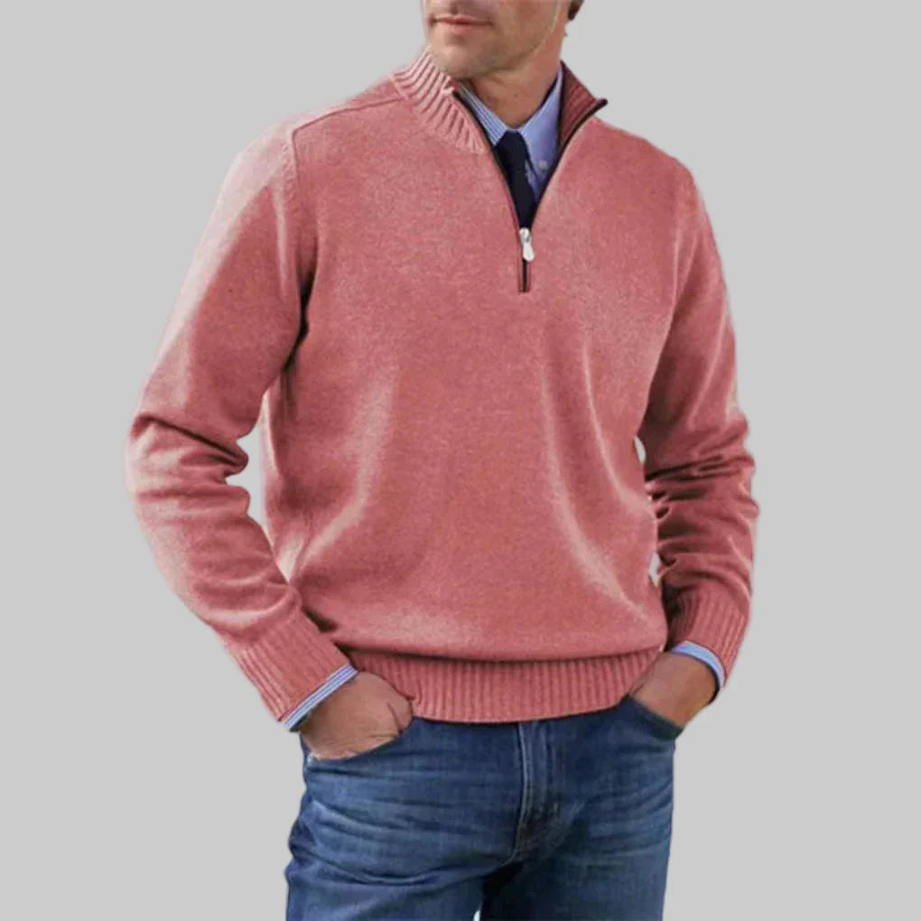 Suéter para Hombre con Media Cremallera – Estilo en Capas con Atractivo Estacional