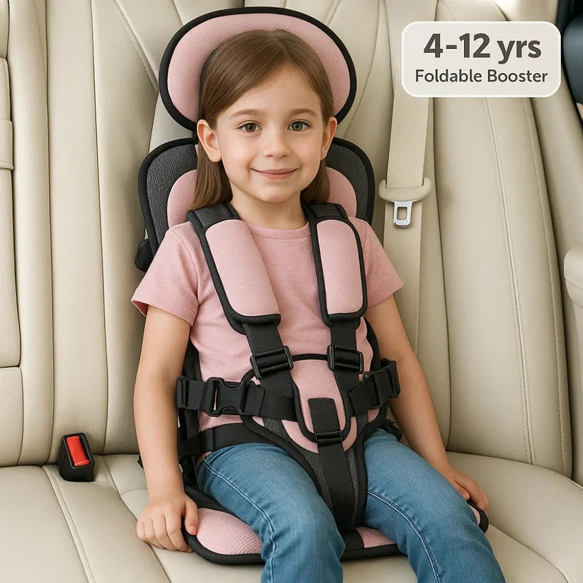 Car Seat Travel Booster Foldable 5 Point Harness