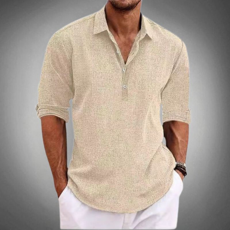 Massimo | Klassisches Polo aus elegantem und atmungsaktivem Leinen, kurzärmelig