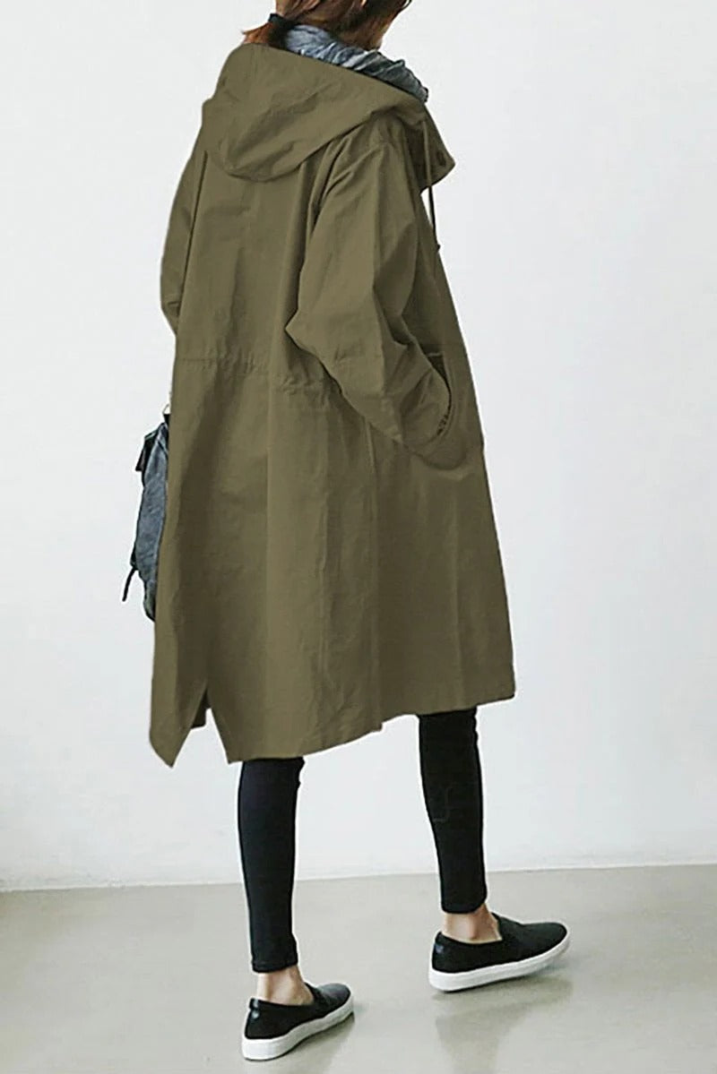 Trench coat impermeable con capucha