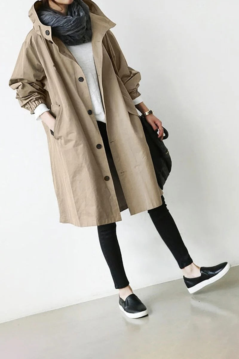 Trench coat impermeable con capucha