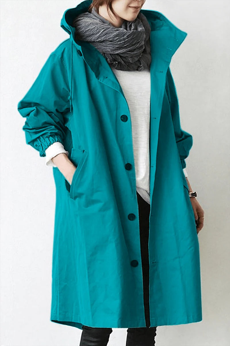 Trench coat impermeable con capucha