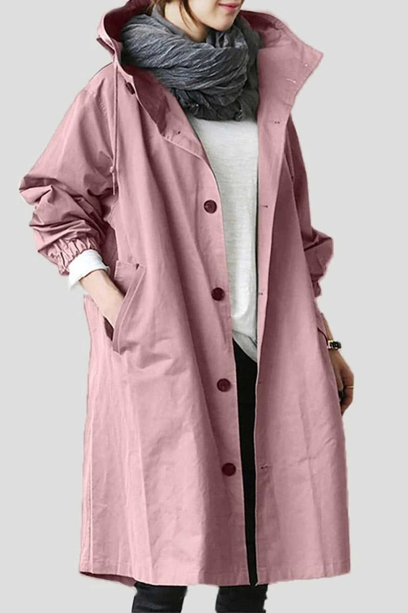 Trench coat impermeable con capucha