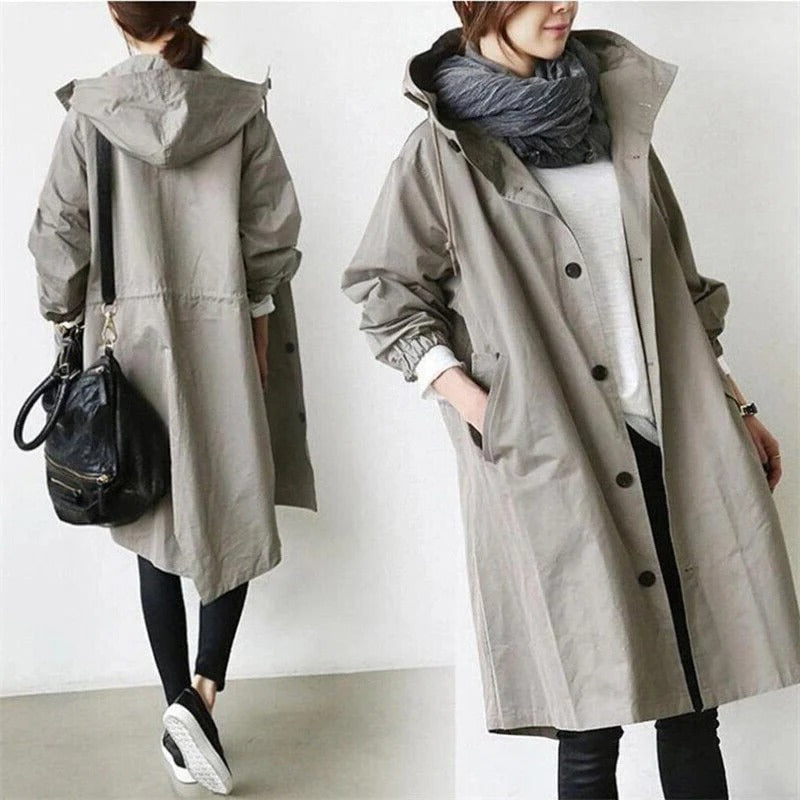 Trench coat impermeable con capucha