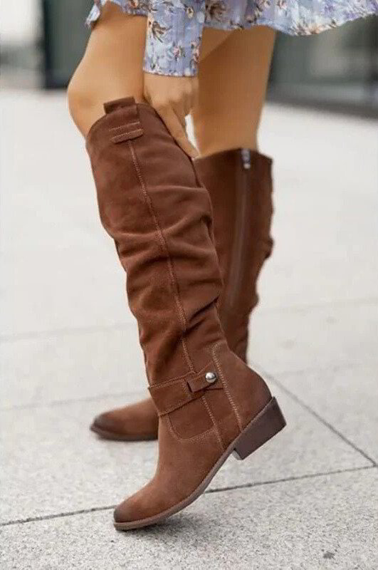 BOTAS ALTAS HASTA LA RODILLA | DISEÑO FRUNCIDO Y TACÓN BLOQUE BAJO