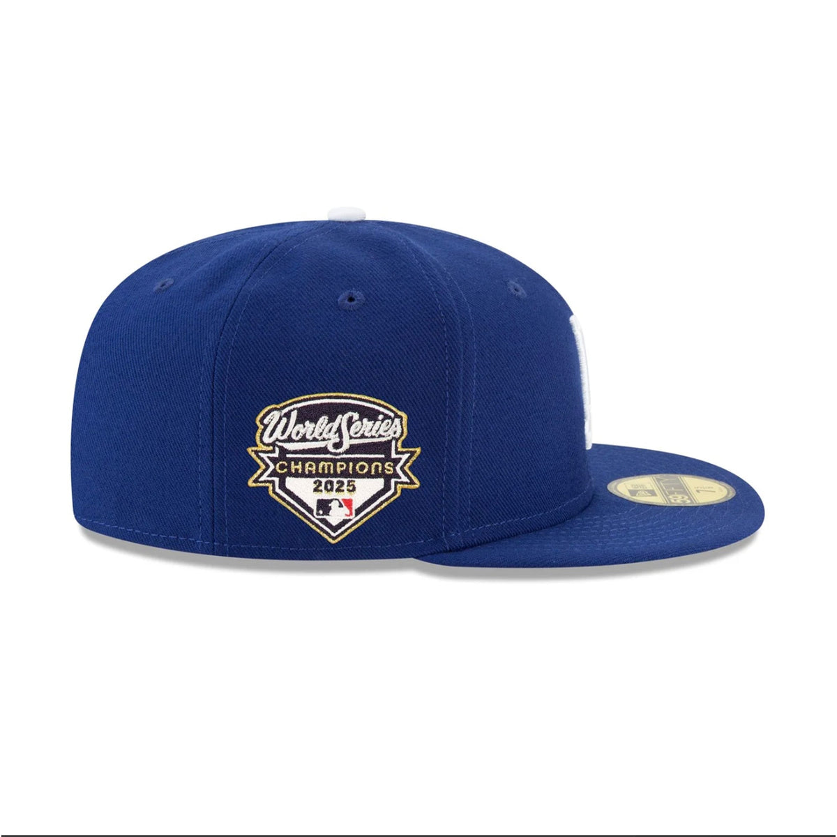 Gorra ajustada azul 59FIFTY con parche lateral de campeones de la Serie Mundial 2025 de Los Angeles Dodgers