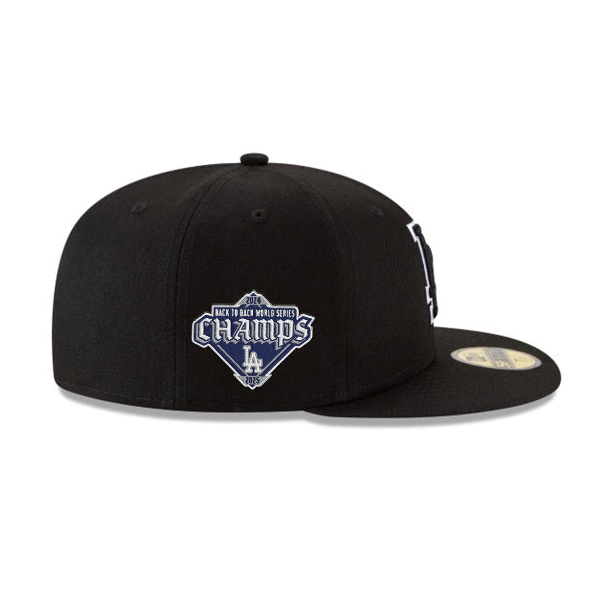 Los Angeles Dodgers Parche de Campeones Consecutivos Blanco y Negro Contorno Blanco 59FIFTY