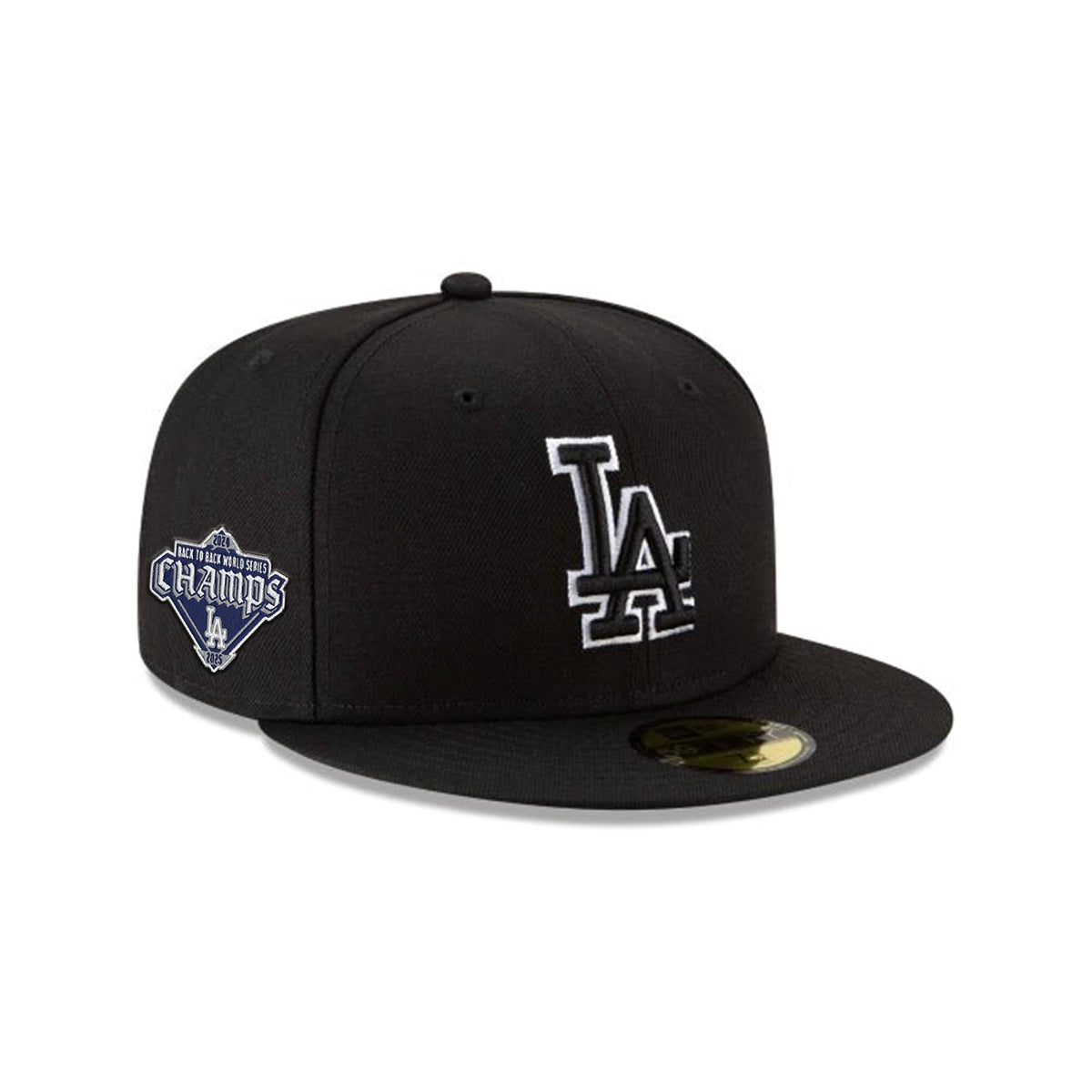 Los Angeles Dodgers Parche de Campeones Consecutivos Blanco y Negro Contorno Blanco 59FIFTY