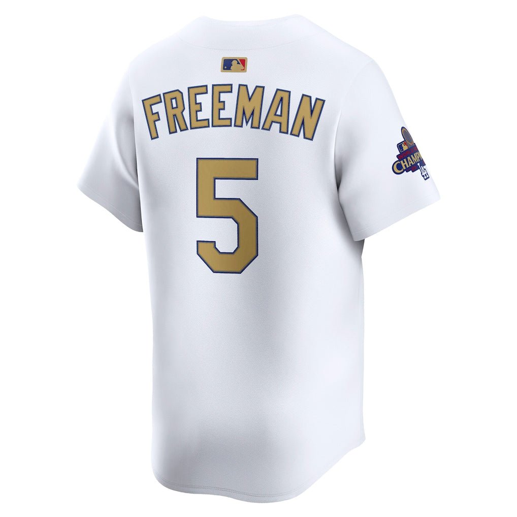 Camiseta limitada Nike® para jóvenes Los Angeles Dodgers Freddie Freeman Campeones Serie Mundial 2024