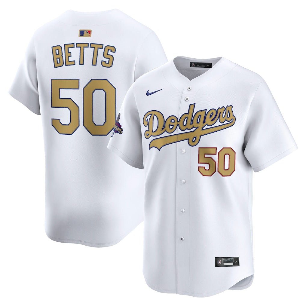 Los Angeles Dodgers Mookie Betts Jersey Limitado Nike® Campeón de la Serie Mundial 2024