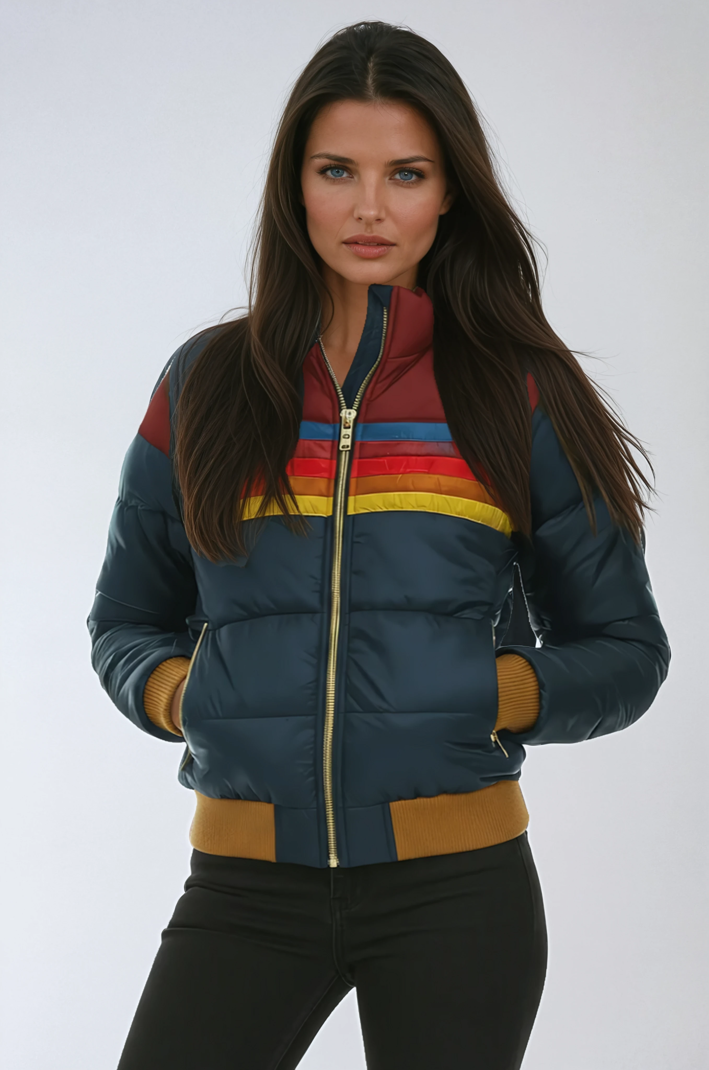 Steppjacke | Kurzer Bomberstil mit Streifendetail
