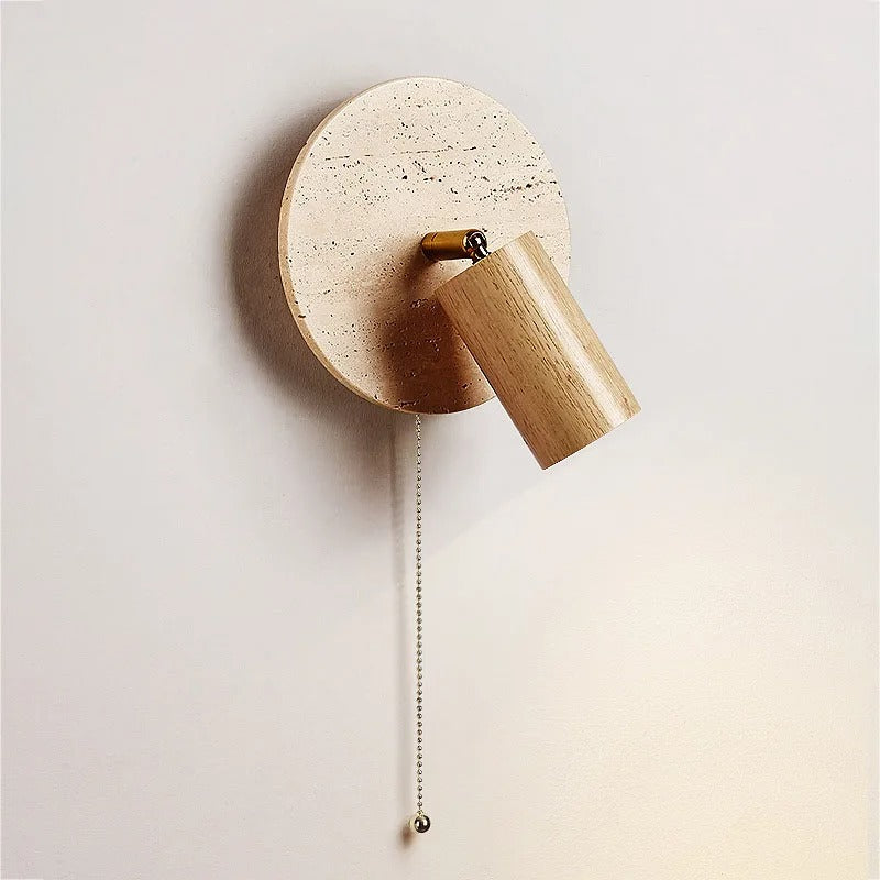 Aplique de pared giratorio de madera de travertino moderno LED de 1 luz