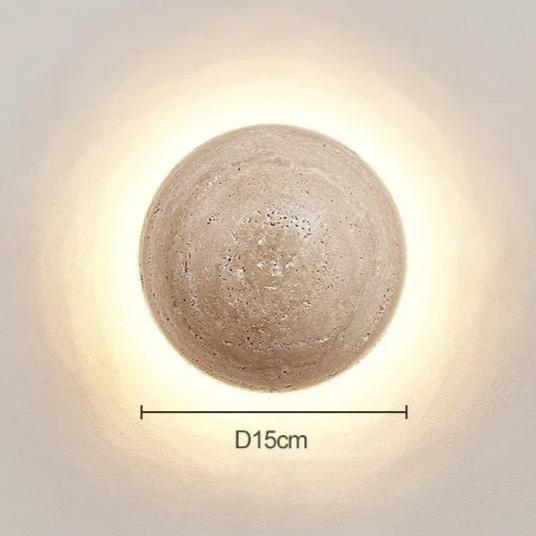 Modern Minimalist Travertine Round Wall Sconce LED 1-Light