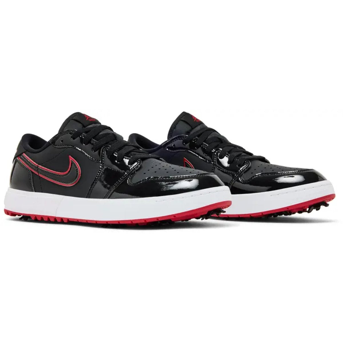 Jordan 1 Low Golf Spiked Bred Schwarz Patent