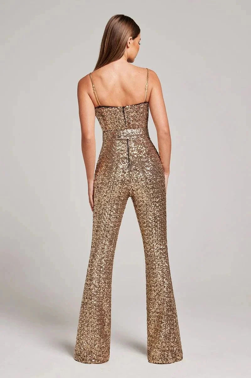 Puili | Tuta glitterata con cintura in vita set