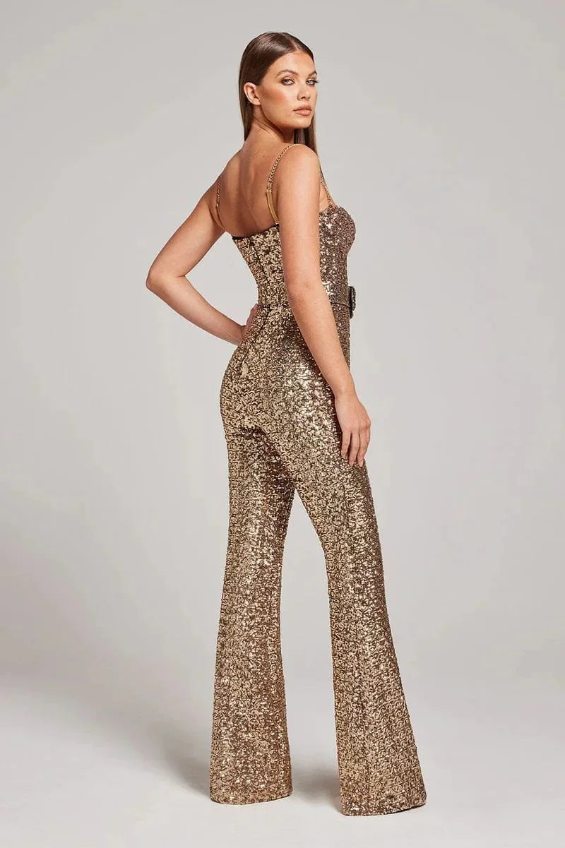 Puili | Tuta glitterata con cintura in vita set