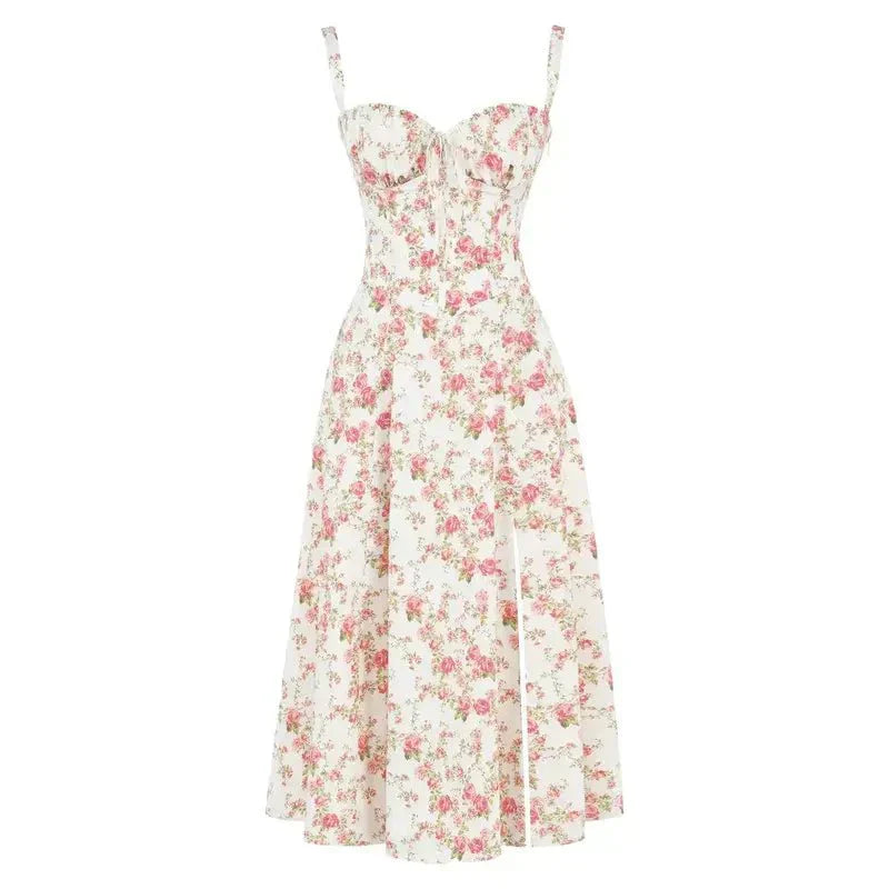 BUSTIER PARTY DRESS | STRUCTURED CORSET STYLE WITH FRONT SLIT