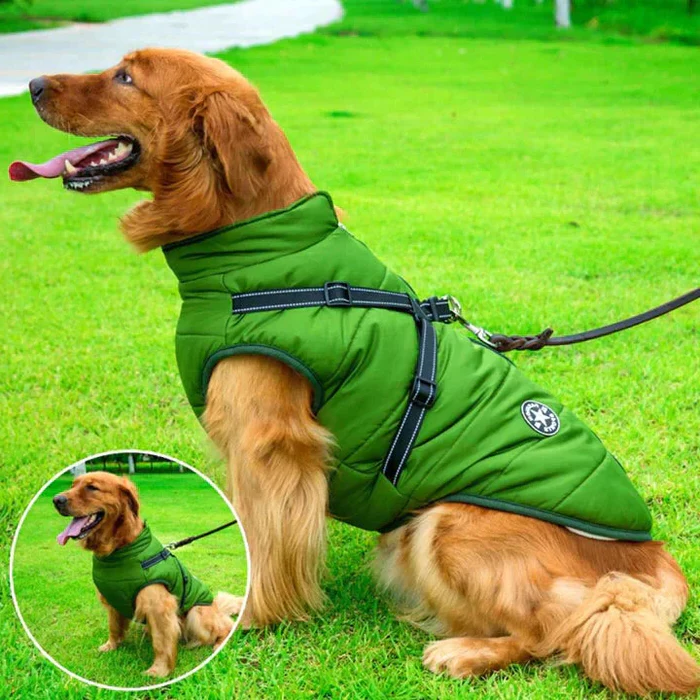 Vandtæt Vinter Hundejakke - Sherpa-Fleece Foret - Indbygget Sele