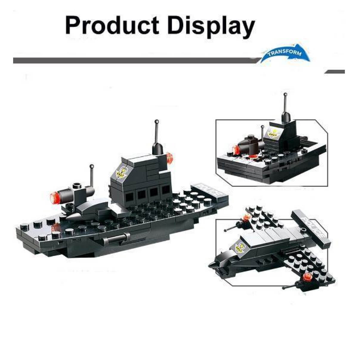 8 IN 1 Robot Aircraft Car City Police SWAT Building Block