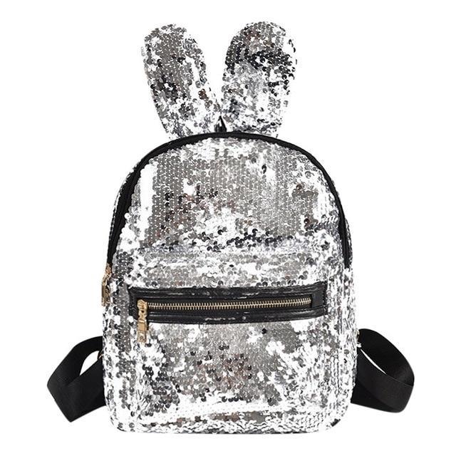 Bolso de hombro con orejas de conejo brillantes y adorables