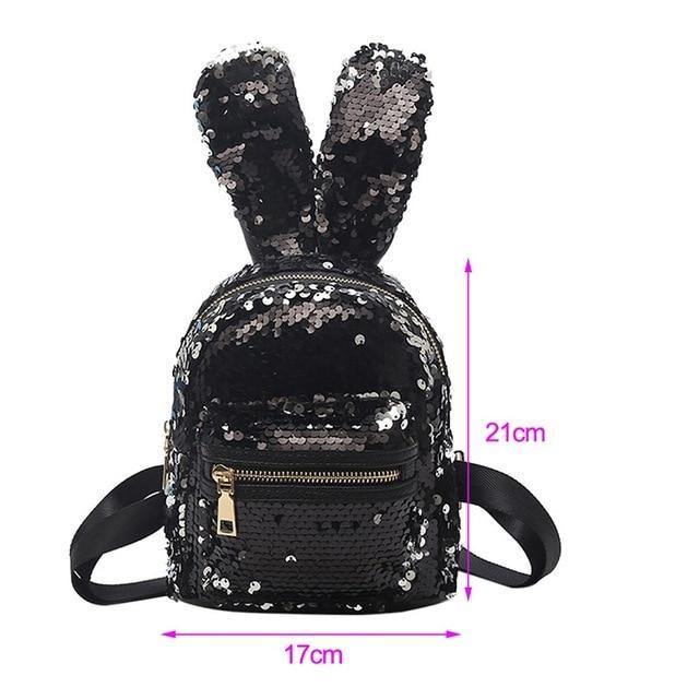 Bolso de hombro con orejas de conejo brillantes y adorables