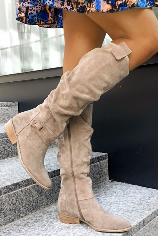 BOTAS ALTAS HASTA LA RODILLA | DISEÑO FRUNCIDO Y TACÓN BLOQUE BAJO