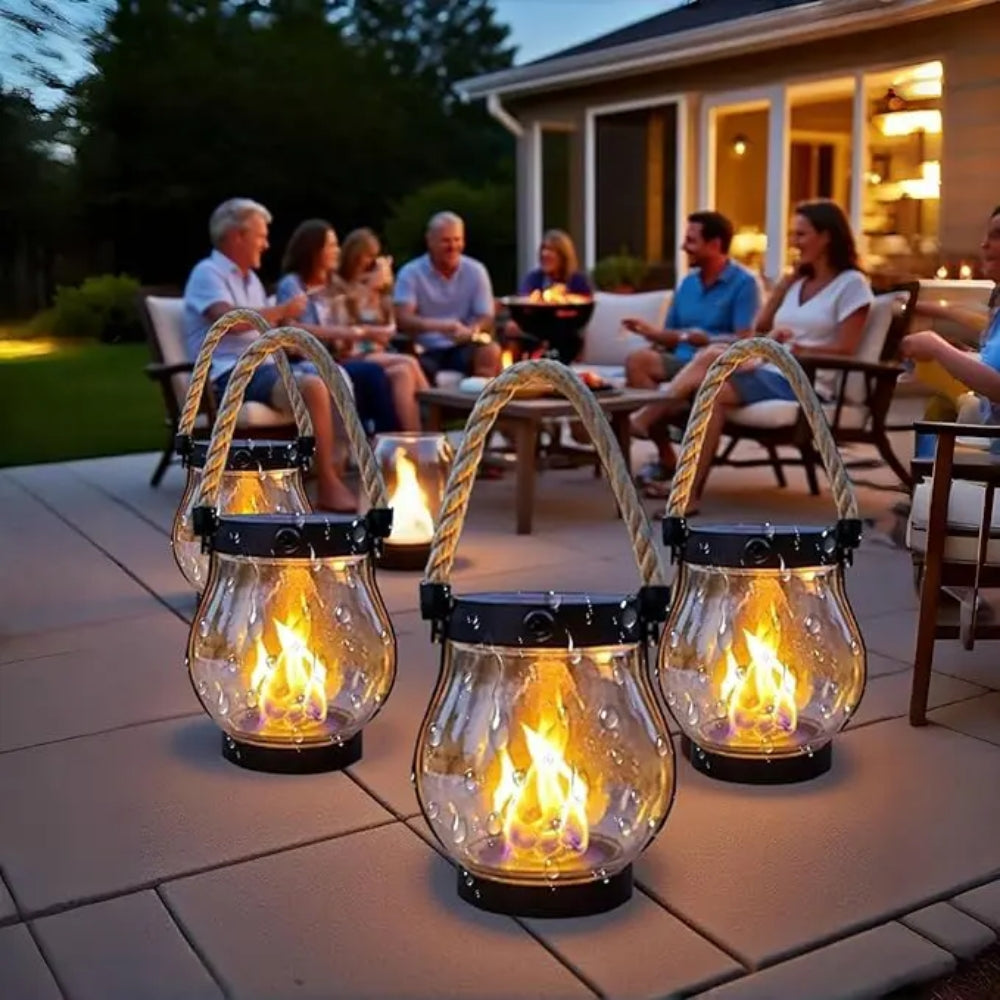 Outdoor Hanging Lantern | Flame Effect LED Garden Light