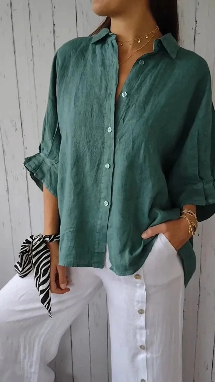 Daniela | Camisa casual de algodón y lino