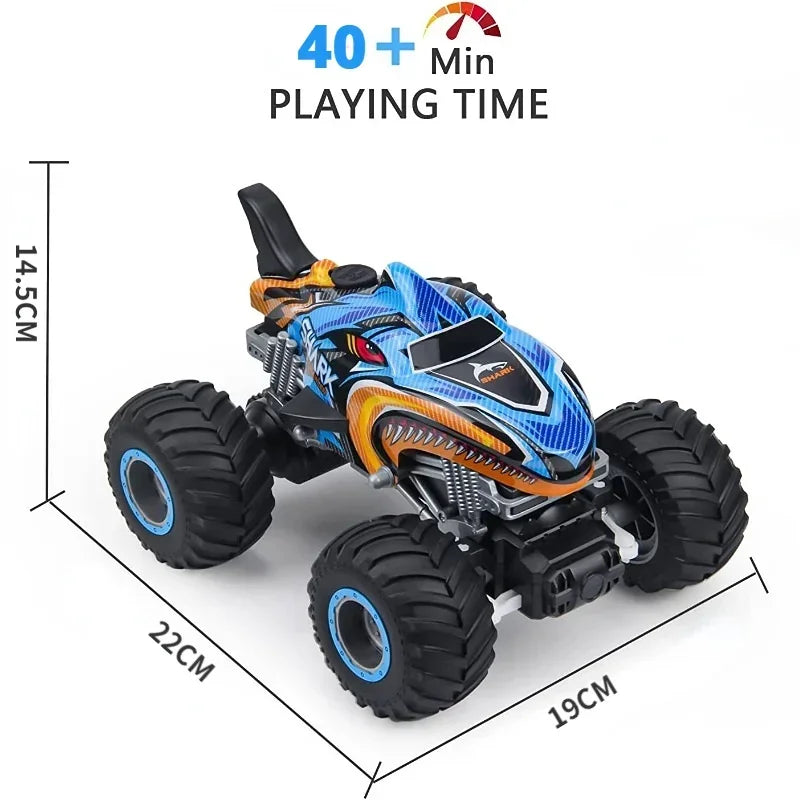 Camión monstruo todoterreno RC 4x4 – Coche de control remoto para escalar rocas y derrapar (diseño Shark Digger)