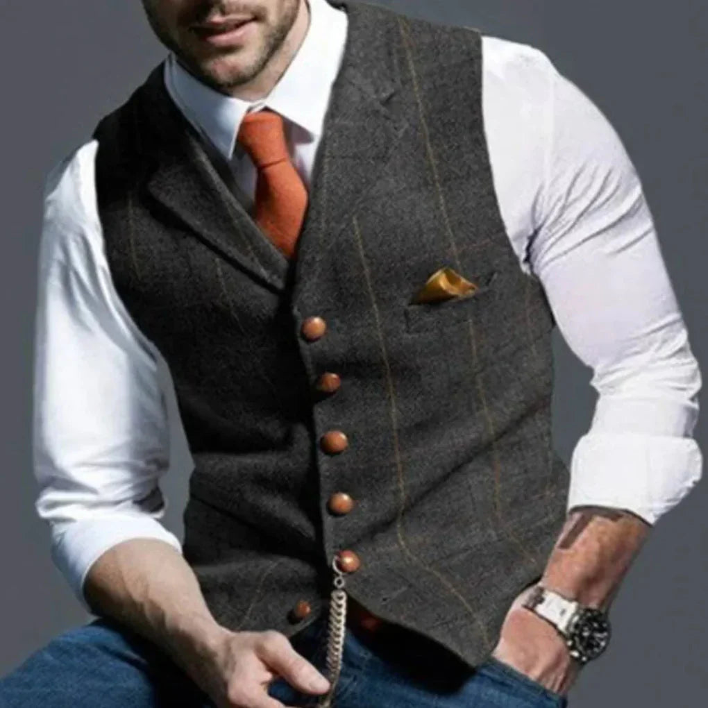 Herre vintage vest – tidløst arv med lagdelt stil