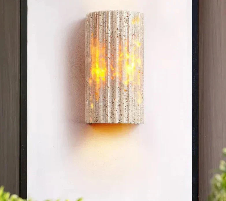Lampada da Parete in Pietra Naturale con Illuminazione LED Interna
