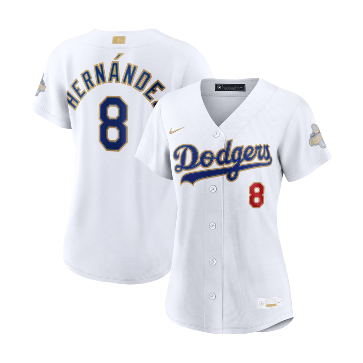 Camiseta de estadio blanca para mujer Los Angeles Dodgers Enrique Hernández Colección Oro 2026