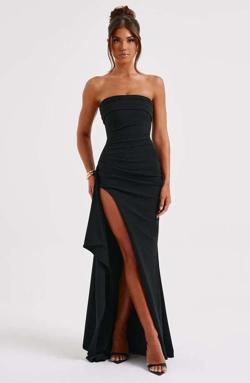 Puili | Vestido maxi torcido sin hombros