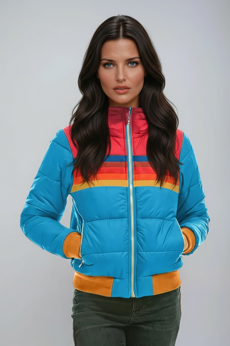 Steppjacke | Kurzer Bomberstil mit Streifendetail