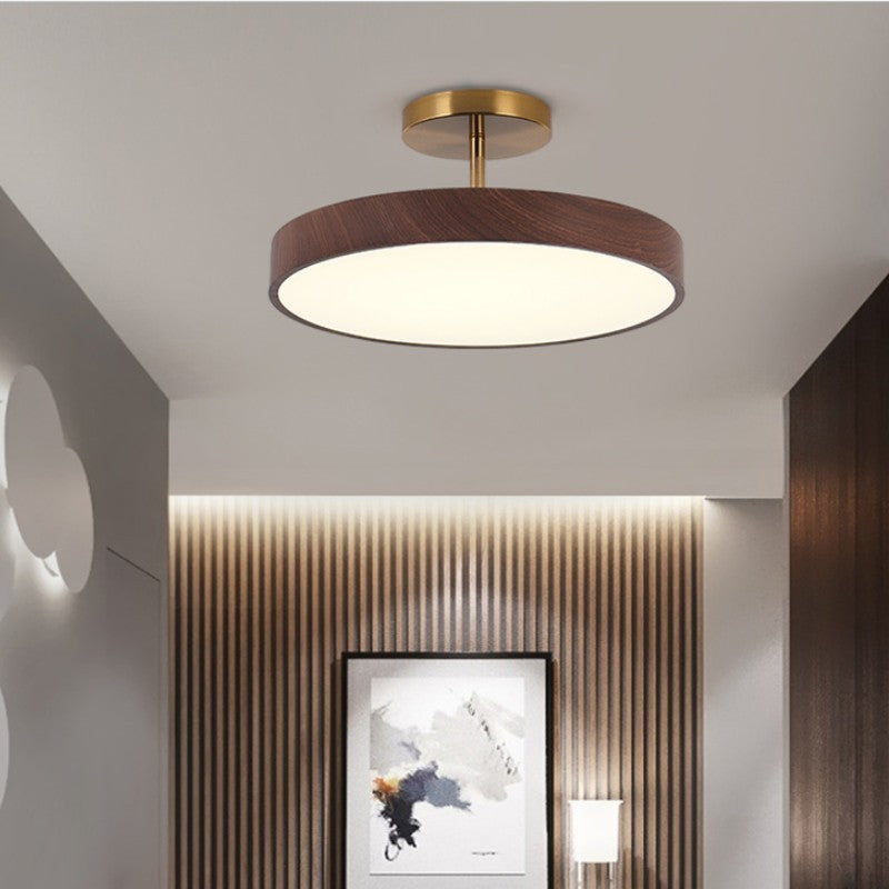Japanische Holz runde LED halb eingelassene Deckenleuchte