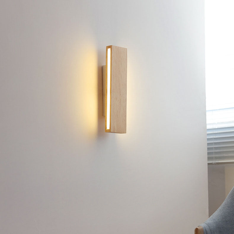 Applique da parete rettangolare LED in legno giapponese