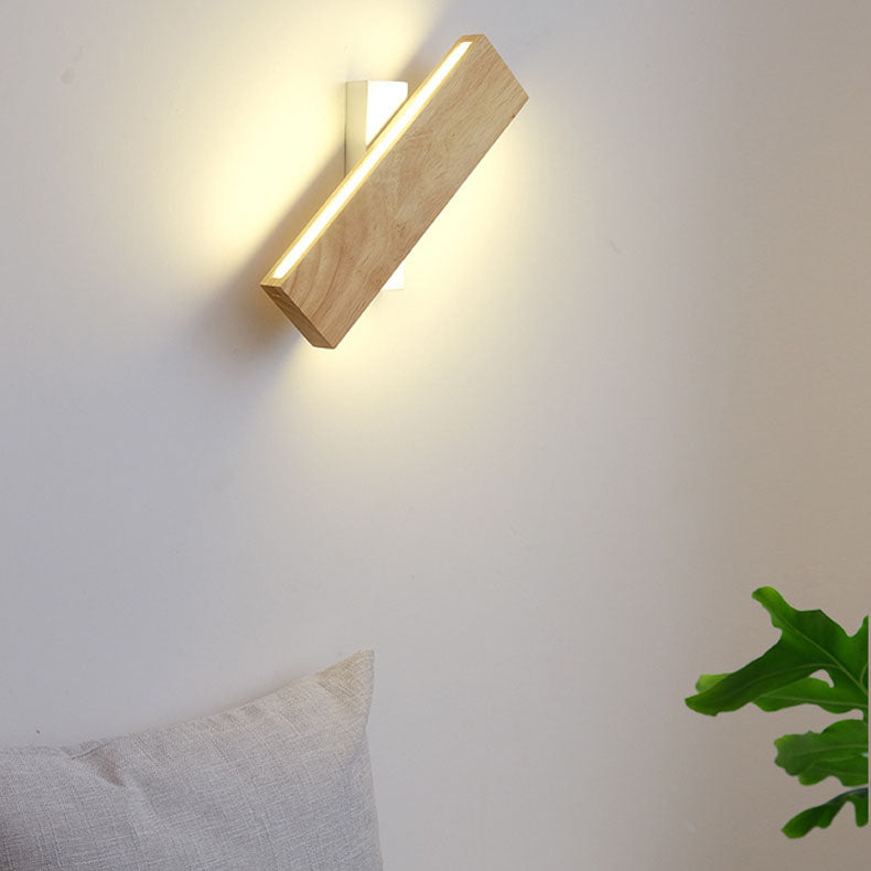 Applique da parete rettangolare LED in legno giapponese