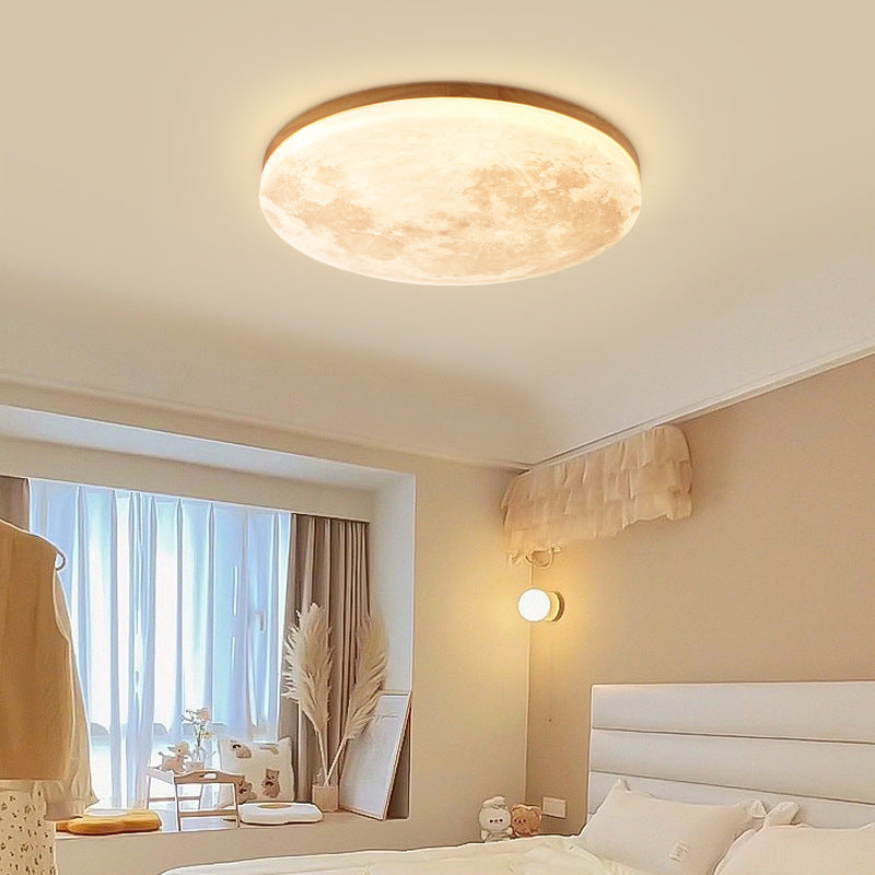 Nordische Holz- & PVC runde LED Deckenleuchte 1-flammig