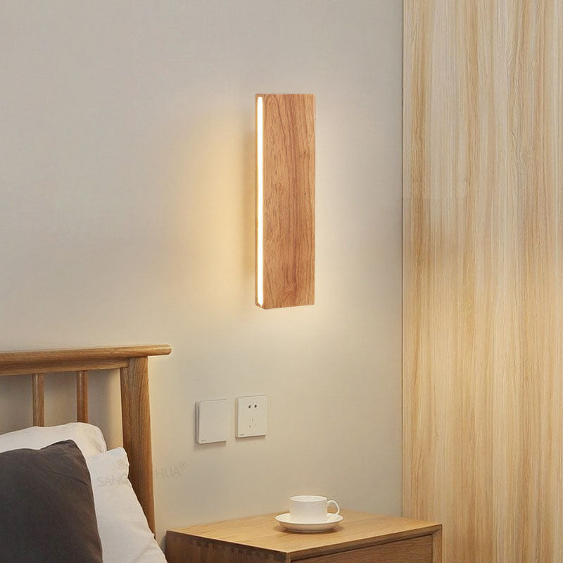 Applique da parete rettangolare LED in legno giapponese