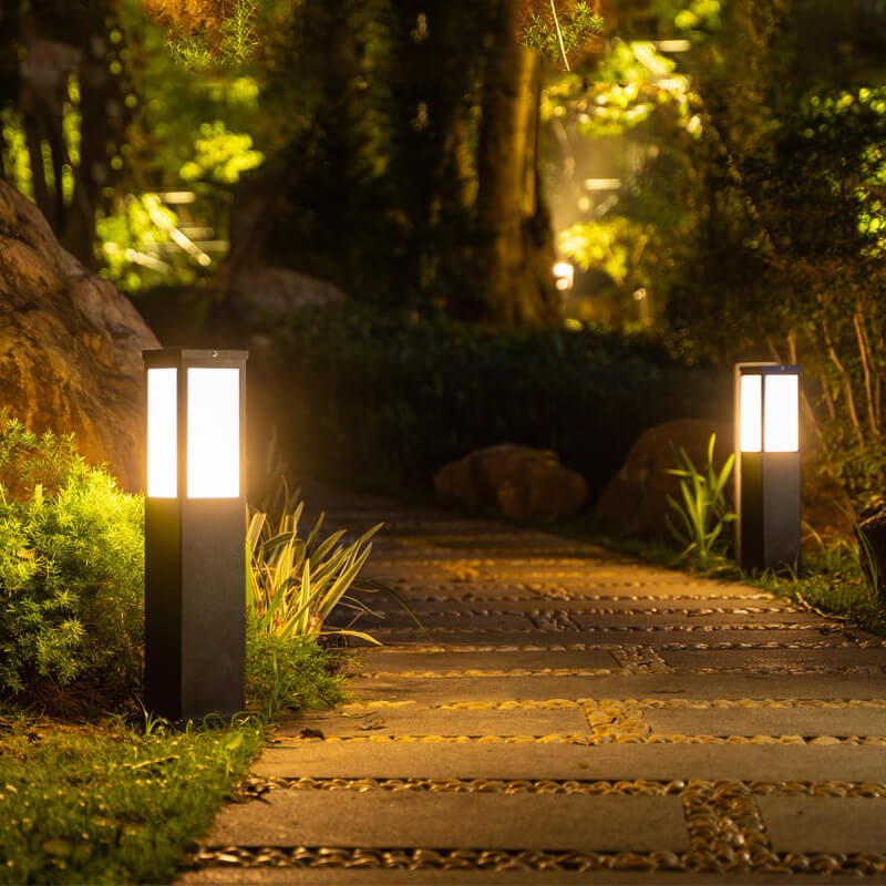 Lámpara Solar Moderna Cuadrada LED para Camino Exterior 1-Luz